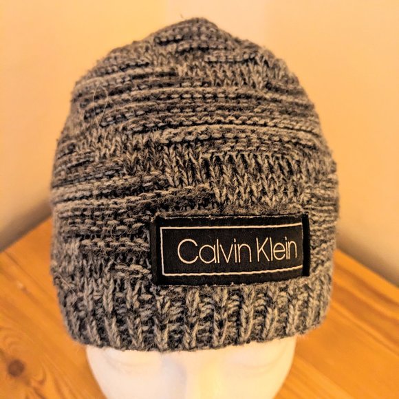 Calvin Klein Thick Marled Knit Gray Winter Hat Beanie Warm & Comfy - Picture 2 of 6